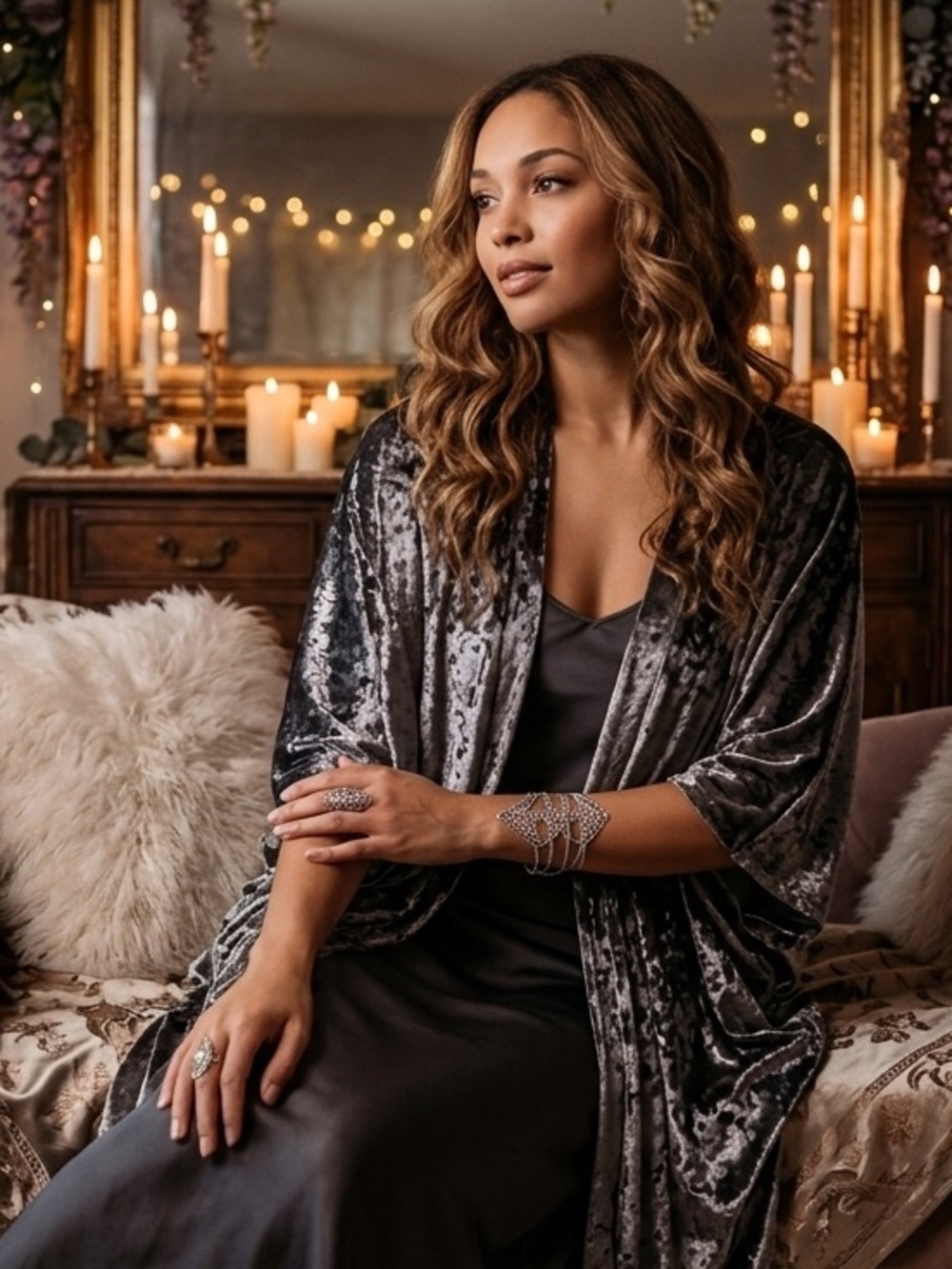 Victoria's Secret Black Velvet Kimono